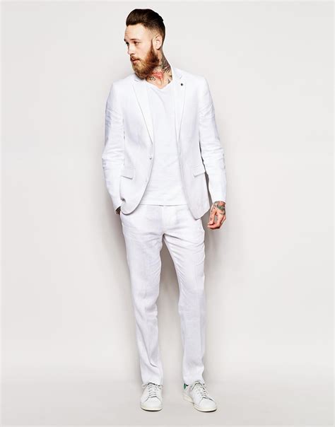 Discover winter coats and jackets for men with asos. ASOS Slim Fit Suit Jacket In 100% Linen in White for Men ...