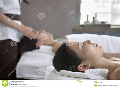 Mother And Daughter Having Head Massage Together Stock Image Image 36763411