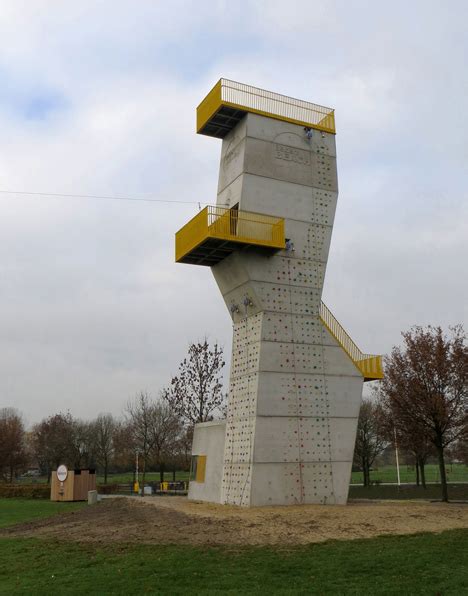 Concrete Tower Featuring Climbing Wall Viewing Platform And Zip Line