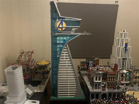 Lego Moc Huge Avengers Tower By Brick North Rebrickable Build With Lego