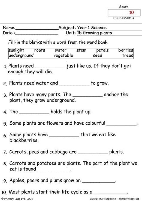Science Worksheets On Plants #1 in 2020 | Science worksheets, Plant