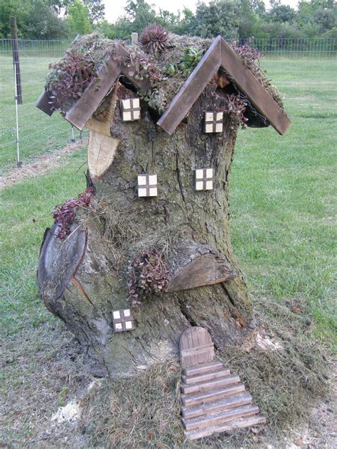 Image result for tree stump gnome houses | Tree stump fairy house