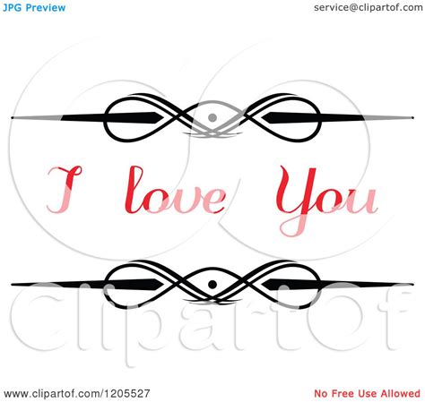 Clipart Of Red I Love You Text With Swirls 2 Royalty