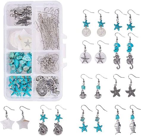 SUNNYCLUE 1 Box DIY Make 10 Pairs Starfish Shell Earring Making Kit