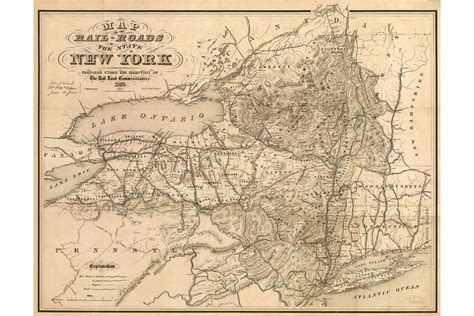 New York State Antique Map 1856 Railroad Map Giclée Prints
