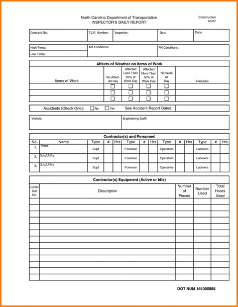 004 Construction Daily Report Template Excel 1200x1549 Throughout