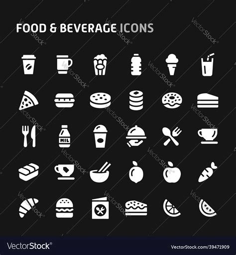 Food Beverage Icon Set Royalty Free Vector Image