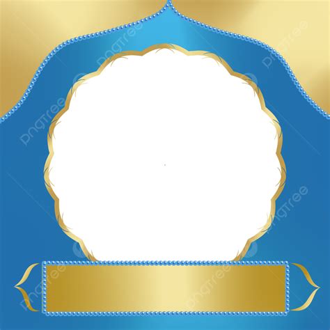 Twibbon Ramadan Png Image Golden And Blue Glowing Islamic Twibbon