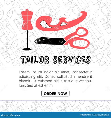 Tailor Services Banner Template For Websites Vector Illustration Stock