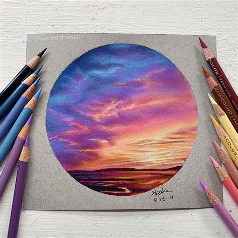 Hello Everyone🌿 Heres This Lil Circle Sunset Drawing I Really