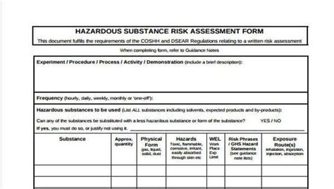 Free 7 Sample Coshh Assessment Forms In Pdf Ms Word