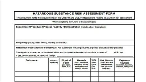 Coshh Template Free Free Printable Templates