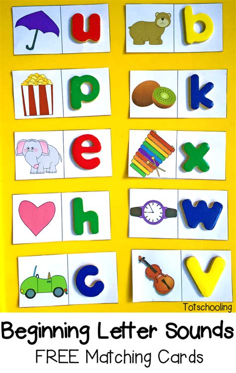 Beginning Letter Sounds Free Matching Cards Totschooling Toddler