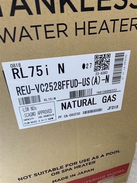 Rinnai Rl75in Indoor Tankless Water Heater Natural Gas 180k Btu S 5 5073 Ebay