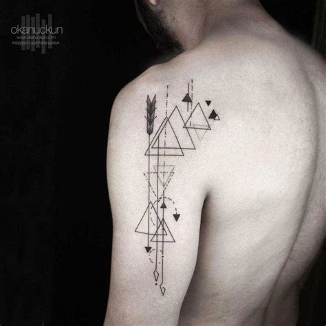 Triangles And Lines Geometric Tattoo On Shoulder Back Geometrictattoos