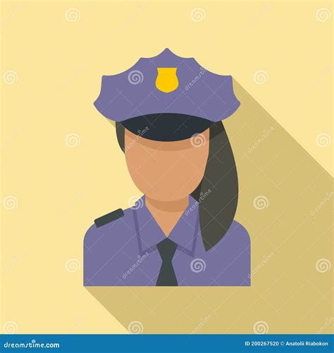 Police Woman Border Icon Flat Style Stock Vector Illustration Of