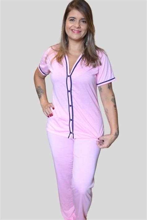 Comprar Pijama Longo Botão Rosa A Partir De R3499 Fabrica De Pijamas Atacado E Varejo