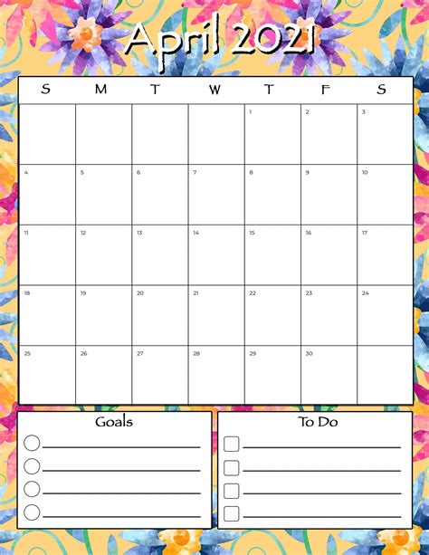 Free Printable 2021 Floral Calendar