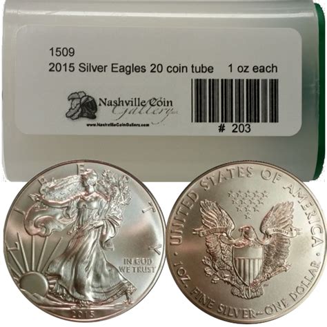 2015 American Silver Eagles Bu 1 Oz 999 Fine Silver 20 Coin Tube