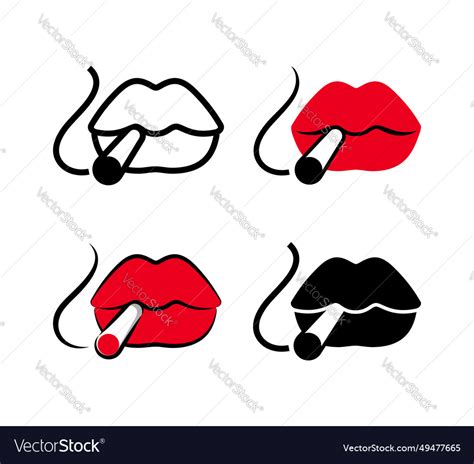 Lips Holding Cigarette In Mouth Female Sexy Mouth Vector Image
