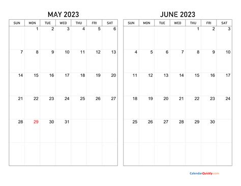 May And June 2023 Calendar Calendar Quickly May 2023 Calendar Maker