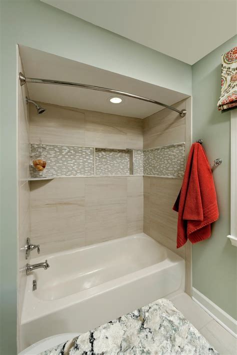 Easy steps to choosing the right bathtub. Transitional Shower Bath With Neutral Mosaic Tile ...