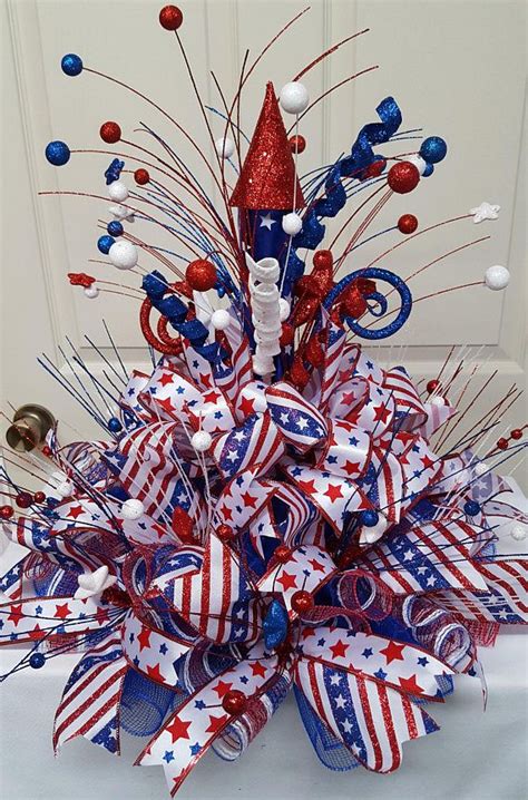 Red White Blue Patriotic Centerpiecejuly 4th Etsy Patriotic