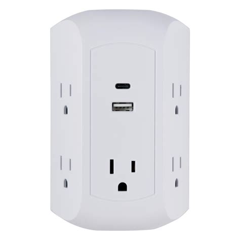 Ge 5 Outlet Surge Protector Wall Tap With Usb A And Usb C Ports 43650