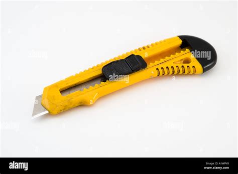 A Yellow Box Cutter Knife Stock Photo Alamy