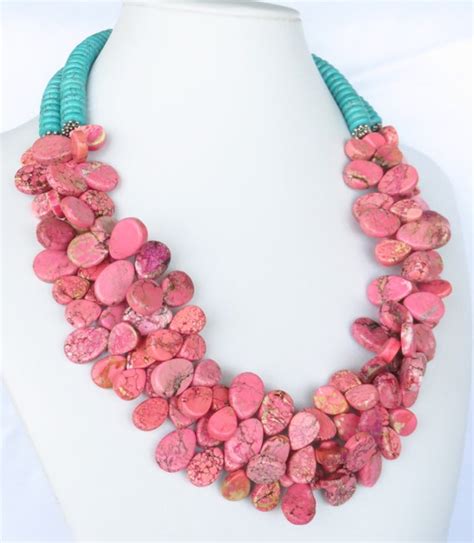 Summer Necklace Pink Turquoise Statement By WildflowersAndGrace