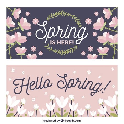 Free Vector Flat Spring Banners