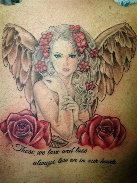 Angel Tattoo With Roses
