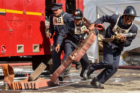 Firemen Show Off Their Skill At Annual Drill Competition Held In India