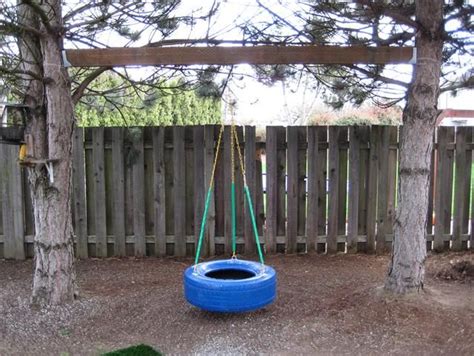 How to install a swing between two trees. Tire swing. | Backyard creations, Kids yard, Backyard play