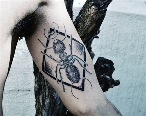 Forearm grey ink ant tattoo. 50 Ant Tattoo Designs For Men - Insect Ink Ideas