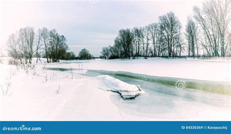 Frozen Water Snow And Ice On The Dnieper River Stock Image Image Of