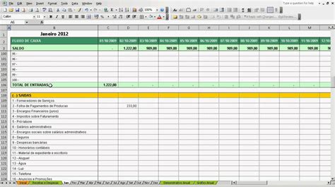 Planilha De Fluxo De Caixa Em Excel Planilhas Financeira Contas
