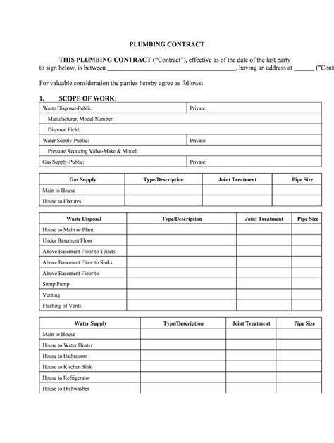 Plumbing Contract Template Independent Contractor Agreement Form Fill