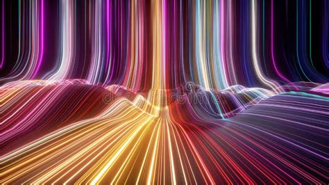 3d Render Abstract Background With Wavy Neon Lines Trendy Wallpaper