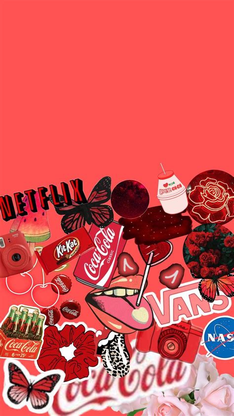 Red Aesthetic Collage Phone Wallpaper Half Screen In 2021 Wallpaper