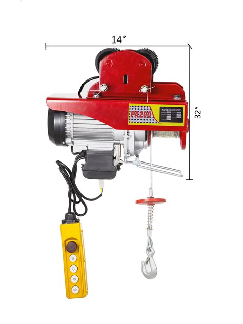 Heavy Duty Electric Wire Rope Hoist With Trolley 200kg440lbs Capacity