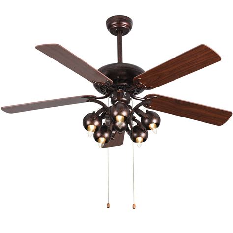 Your ceiling fan has a broken light pull chain. Costway 52'' Vintage Rustic Ceiling Fan Light w/ 5 ...