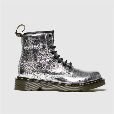 Dr Martens Silver 1460 Crinkle Metallic Boots Junior Shoefreak