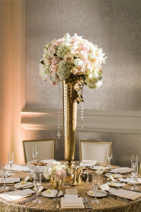 Tall Gold Vase Centerpiece Gold Vase Centerpieces Wedding Table