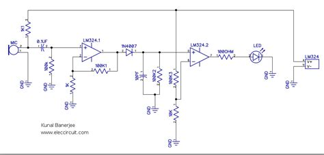 Simple Sound detector circuit using LM324 | ElecCircuit.com