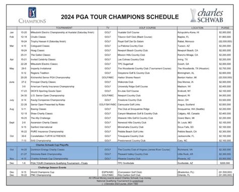 2025 Pga Tour Schedule Printable Printable Free