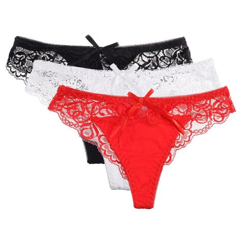 3 pieces lot sexy women s briefs seamless v string lace cutton floral sheer girls thongs cotton