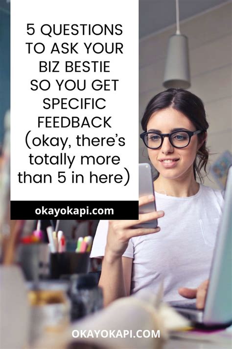 How do you ask for feedback without making your customers feel overwhelmed these questions aren't productive. 5 questions to ask your biz bestie so you get specific ...