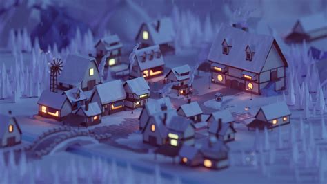 Low Poly Winter Town 3840x2160 Rwallpapers