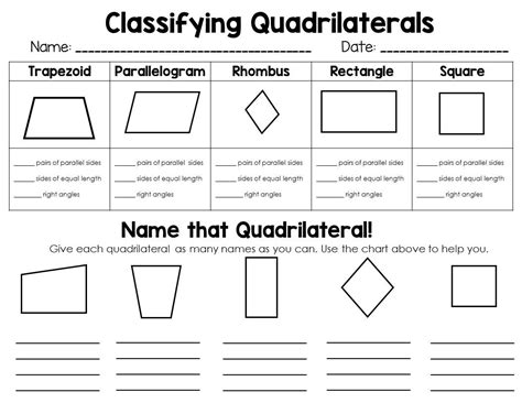 Classifying Quadrilaterals Worksheet For 5th Grade Free